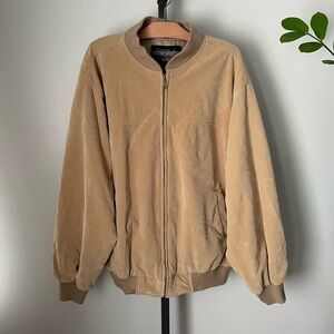Vintage USA Bomber Jacket Tan By Oscar Sports USA Men’s Plus Size 2XL